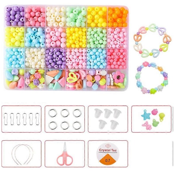 1Kids DIY Perlesæt DIY Armbåndsperler Sæt Børnesmykker Fremstilling DIY Armbånd Halskæder Børn til Fremstilling af Armbånd Halskæder Håndværk