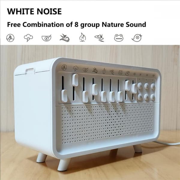 Hvit Støy Nattlys Diffuser Luftfukter, Trådløs Bluetooth-høyttaler, Hvit Støy Nattlys Luftfukter med Lydmaskin