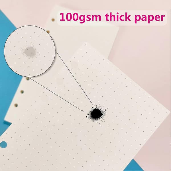 A5 Refillpapper, 3-pack Refillanteckningspapper, Rutat, 6-håls Refillpapper, Refillpapper för pärm 135 ark 270 sidor för 6-rings pärm, A5