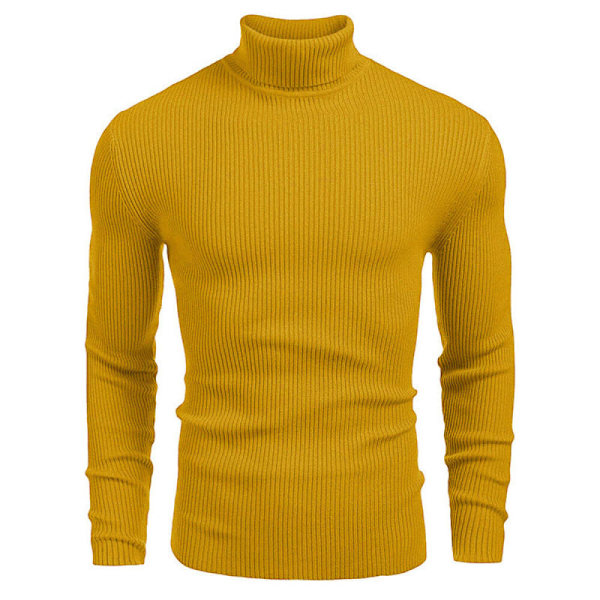 gul strikket turtleneck genser for menn (M)