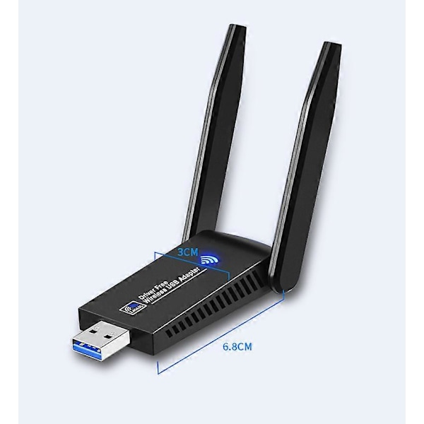 Kraftfull Dual Band USB 3.0 WiFi-dongel, 2,4G / 5,8GHz, WiFi-adapter för PC/Laptop/Tablet, Kompatibel med Windows 11/10/8/7/Vista/XP, Mac OS X