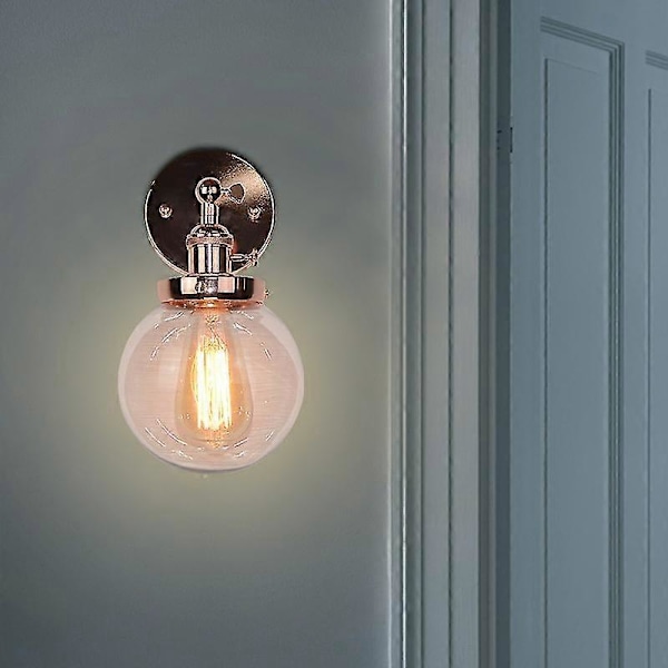 Antikk industriell vegglampe Globe Vegglampe rosegull
