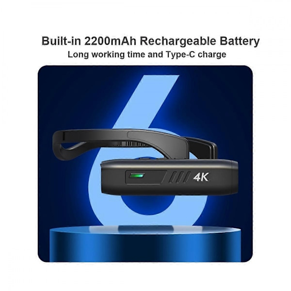 Bærbar 4K 30FPS Hovedmonteret Kamera WiFi Videokamera Camcorder Webcam Bredvinkelobjektiv Batteri AP