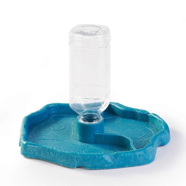 Blå Portabel Vattendispenser med Plastskål för Reptil Sköldpadda Gecko