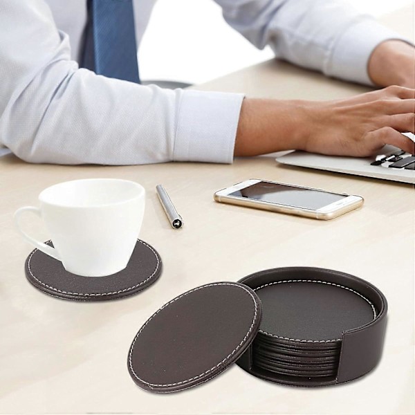 Læder coasters, håndlavet design, til bordpladebeskyttelse