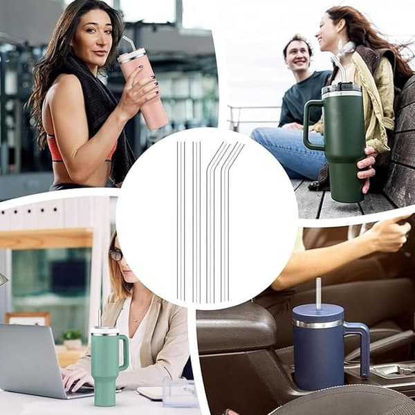 4-pack långa sugrör i glas, sugrör med 1 rengöringsborste
