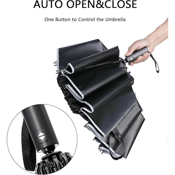 Tuulenpitävä käänteinen sateenvarjo - Automaattinen avaus/sulkeminen matka-/autokäyttöön