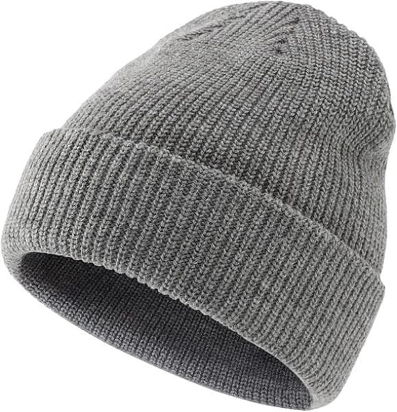 Stickad mössa för män kvinnor varma vinterhattar uppvikta mössor Skull Cap akryl Watch Hat mörk ljusgrå