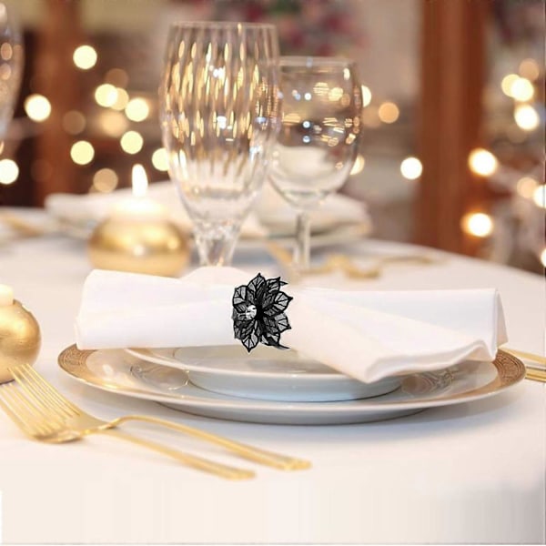 18-pak Legering Blomst Servietringe - Udhulet Bryllup &amp; Fest Service?
