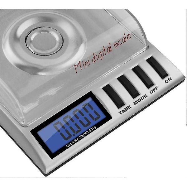 Smart Weigh Erittäin Tarkka Digitaalinen Milligramma Korvaa'an Vaaka, 20 x 0,001g, Taaraustoiminnolla, Kalibrointipainot ja Pinsetit Mukana.