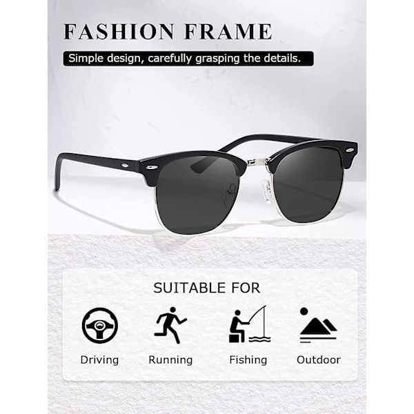 Dubbel Skiva Te Med Guldram Polariserade Retro Semi-rimless Unisex Solglasögon