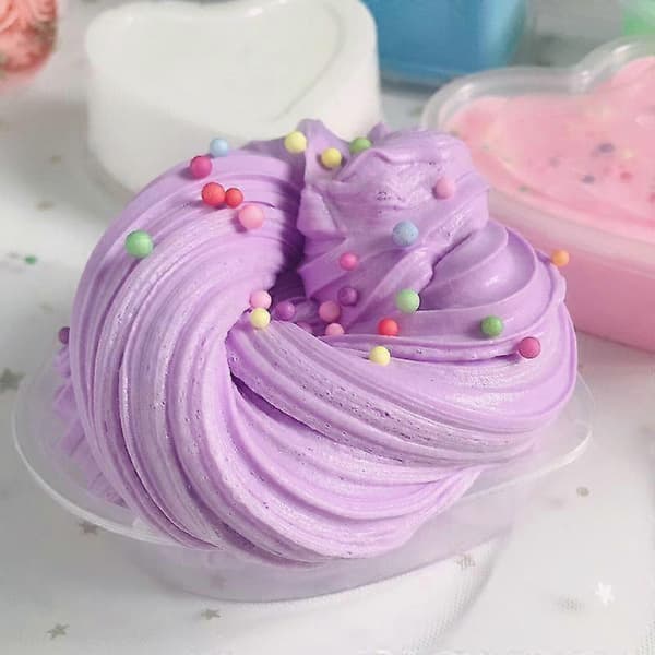 (Blå) Fluffy Slime Candyfloss Mudder Floam Sky Kitt Stressaflastende Legetøj til Børn Gaver