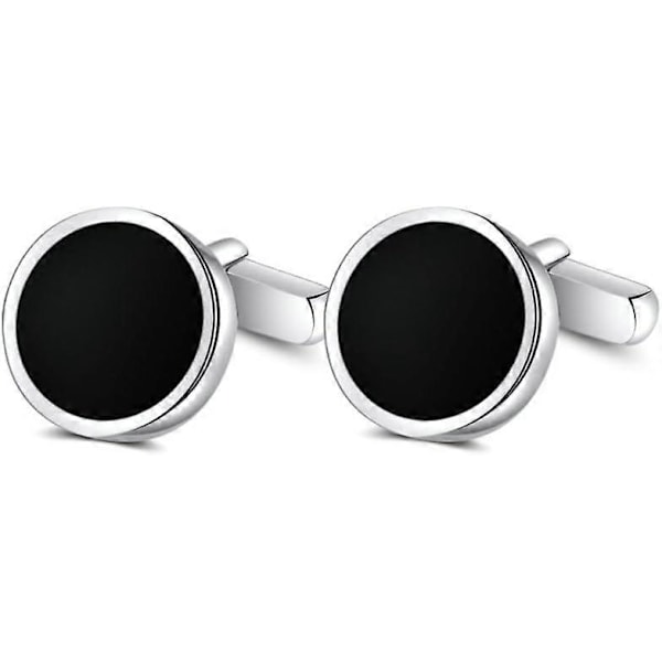 Hopeiset Onyx-kalvosinnapit - Smokkipaidan napit juhlapukeutumiseen