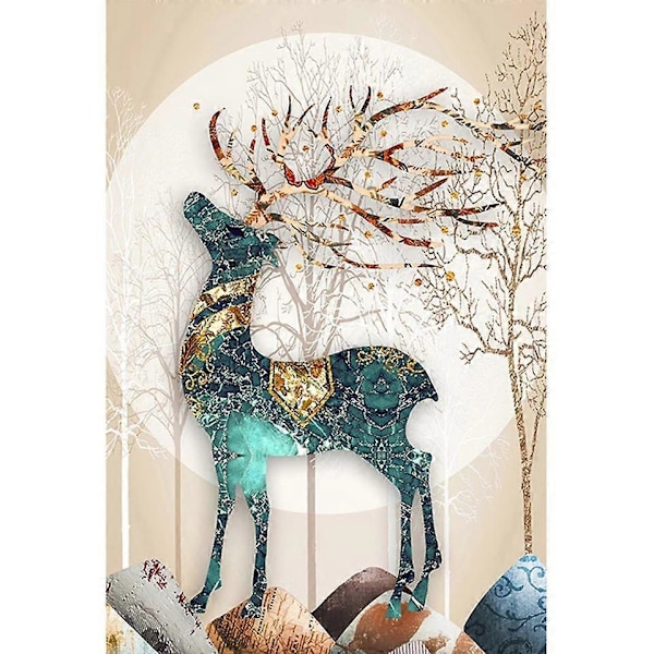 5D DIY Timanttimaalaus Hirvi Täysi Pyöreä Poranterä Strassi DIY Käsityö Ristipisto Ympäristöystävällinen Kirjonta Ristipisto 12X16 tuumaa