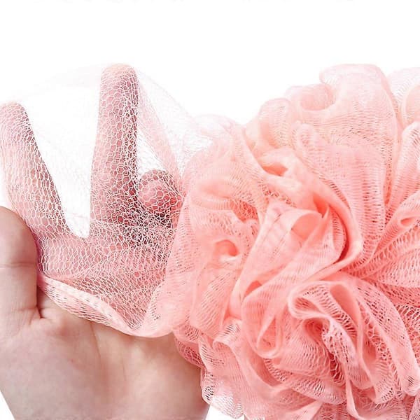 Pink tang-infunderet bade- og bruse-loofah svampepuf kropsvaskeskrubber (sæt med 3)