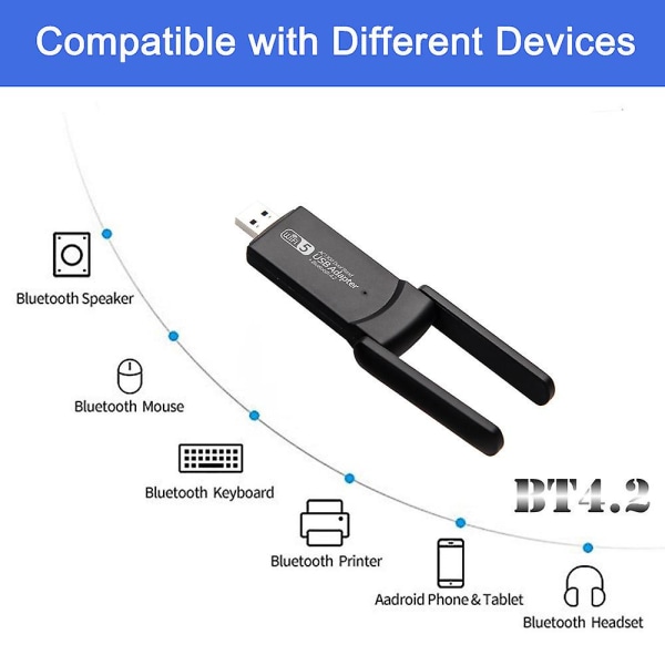 Trådlös USB 1300mbps Wifi Adapter USB 3.0 Wifi Lan Adapter BT and WIFI