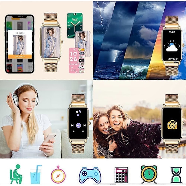 Smartwatch til kvinder - IP68 vandtæt - Kvindeperioderegistrering - SMS-notifikation - Pulsmåler - Android iOS
