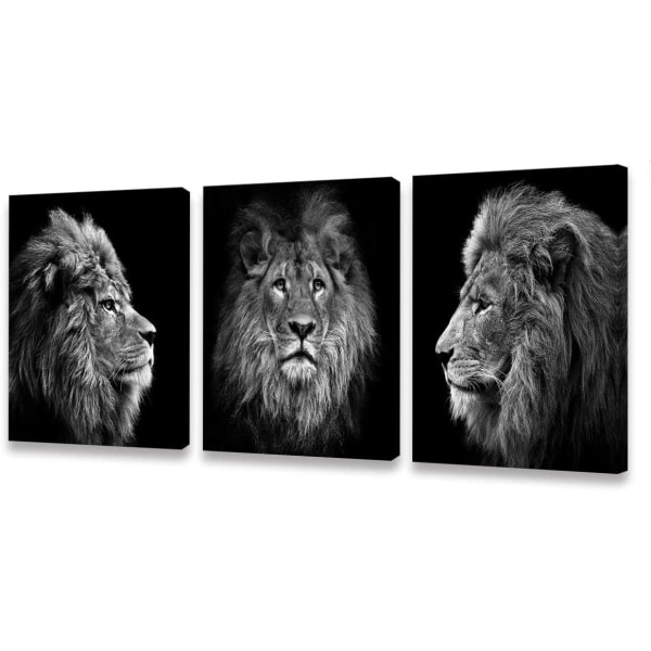 Väggkonst Svart och vitt lejonhuvud Porträtt Vägg A