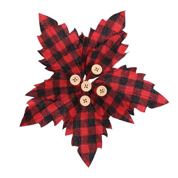 6Pcs Poinsettia Artificial Christmas Flowers With Golden Berry a