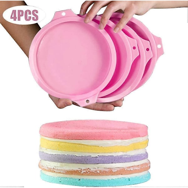 Rund Silikon Kakform 15 cm Bakform Non-Stick Bakform Silikonform för Kakor Bröd Paj 4 Stycken (Grön)