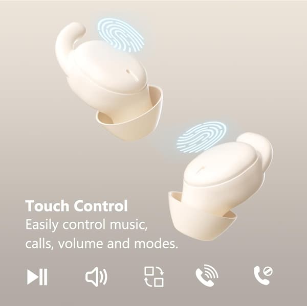 Usynlige søvnørepropper, støyreduserende komfortable søvnhodetelefoner for sidesovere, Bluetooth sovepropper uten pip, musikk-/søvnmodus, 6 timers spilletid