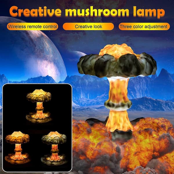 3D Explosion Svampmoln LED Nattlampa, USB Sängbordslampa för Sovrum