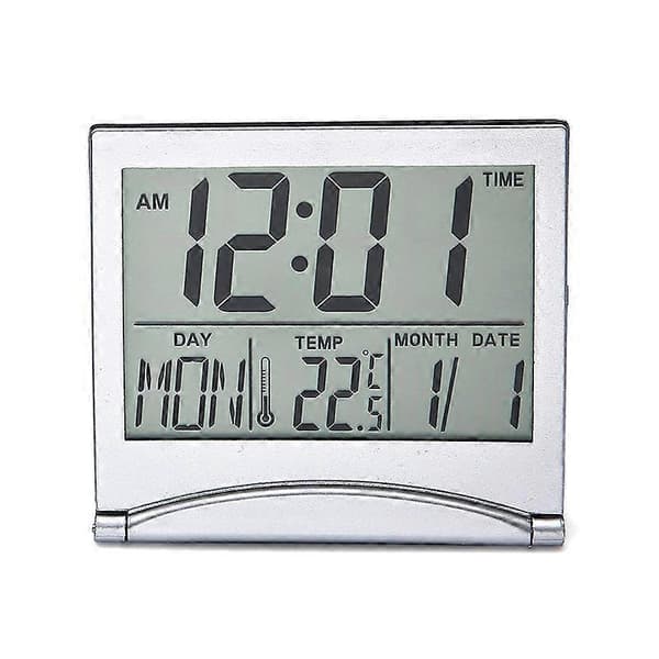 Bordsklocka Silver Digital LCD Temperatur Alarm NY Kontorsklocka Dagklocka
