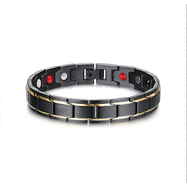 Sort Guld Farve Rustfrit Stål Justerbart Armbånd 21,5 cm