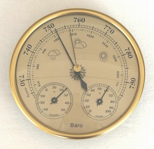 Silver Barometer, Väderstation med Barometer och Hygrometer Termometer, 3 i 1 Väggmonterad Analog Väderstation, för Inomhus och Utomhus