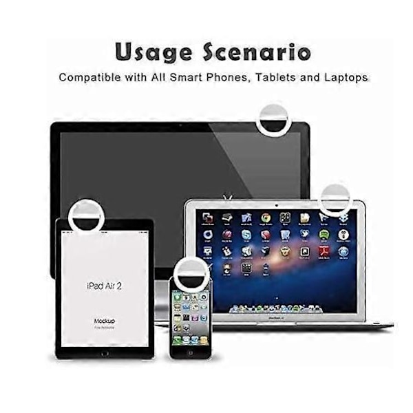 Selfie Lys LED til Samsung Galaxy Sony og andre Smartphones Genopladelig Selfie Clip Lys Clip Ring Dæmpbare Lys Bærbart Ekstra Lys til L