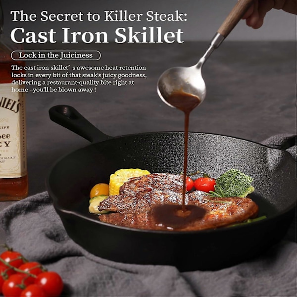 Non-stick stekpannor i gjutjärn för inomhusspis utomhus BBQ Grill 8 tum