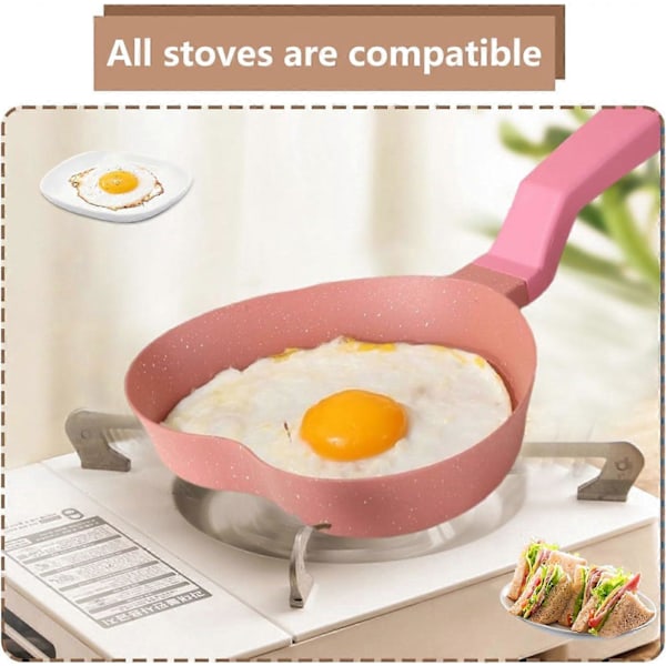 Mini Non-stick Hjärtsformad Granitbelagd Äggpanna för Ägg Pannkakor
