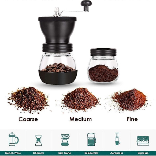 Manuel kaffekværn, keramisk kværn, til espresso og filterkaffe