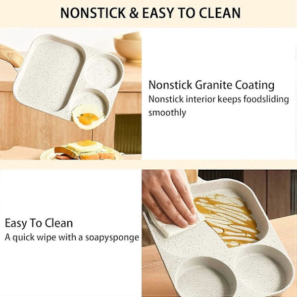 3-i-1 Nonstick Grillpande - Opdelt Pande til Æg, Bacon & Pandekager