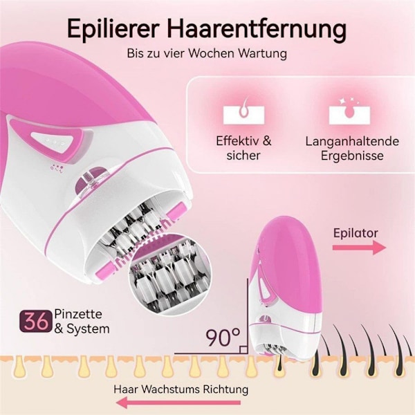 Hårfjerningsapparat til kvinder, effektiv epilator med LED-belysning