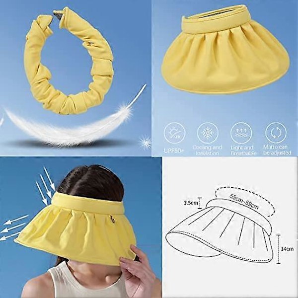 Visir för kvinnor, Anti UV Visir Keps, Vikbar Hatt, Bredbrättad Strandhatt, Solskyddskeps, UPF50+, för Tennis, Utomhusfritid, Strandresor, Löpning(Be