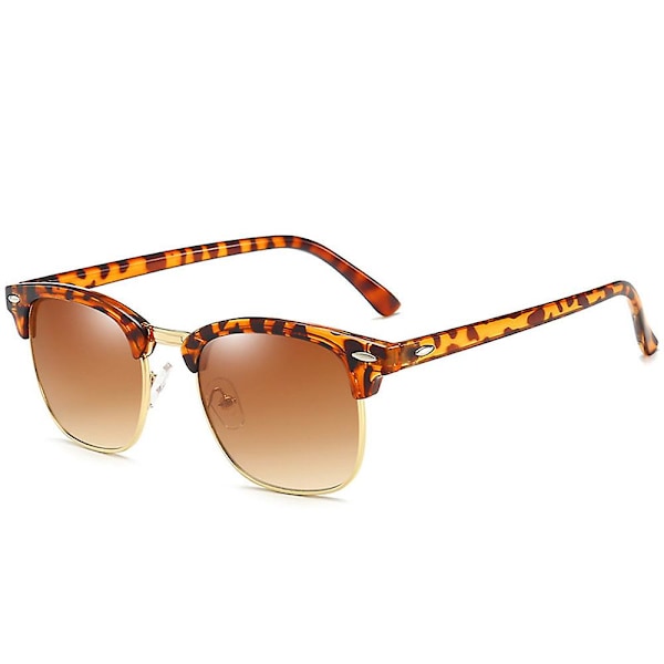 Dubbel Skiva Te Med Guldram Polariserade Retro Semi-rimless Unisex Solglasögon