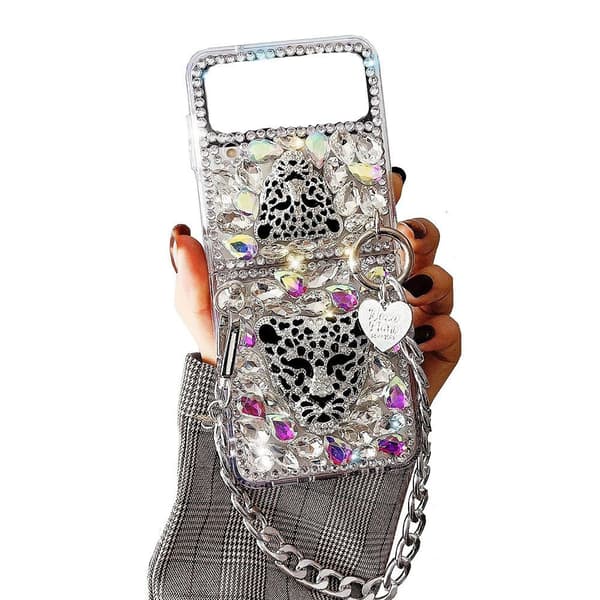 Mobilskal med kedja för Samsung Galaxy Z Flip 4, strassdesign