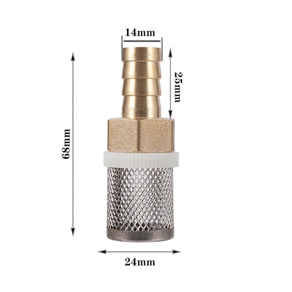 (som bilde5) 2 stk. 1/2'' Filter 6~19mm Slangefilter Hagevanningsfiltre Messing Sil Sprøytepumpe Filtreringsnett 304 Rustfritt Stål Mesh