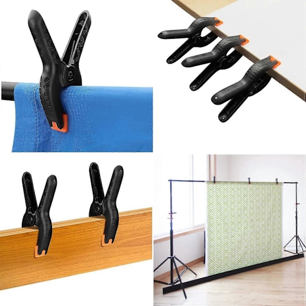 10 Stycken Plastfjäderklämmor, 15 cm Extra Starka Kraftiga Arbetsklämmor Plast Muslinklämmor för Fotostudio Träarbete Konstverk