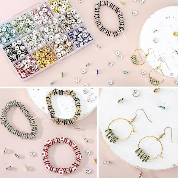 720 st Rhinestone Spacer Pärlor för Smyckestillverkning Halsband 8mm