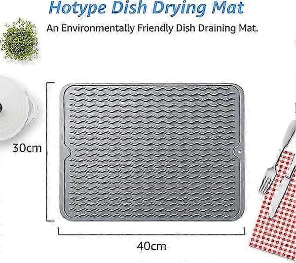 1 st Silikon Diskmatta, Diskorganisatör, Diskställ för Köksbänk, Värmebeständig och Halkfri, Silikon Diskmatta, Grå