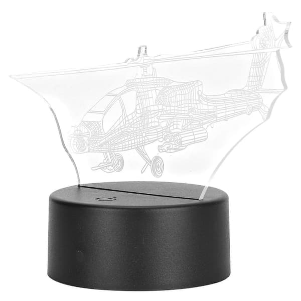 Nattlampe 3D Helikopter Akryllampe med Berøringsbryter for Skrivebordsdekorasjon