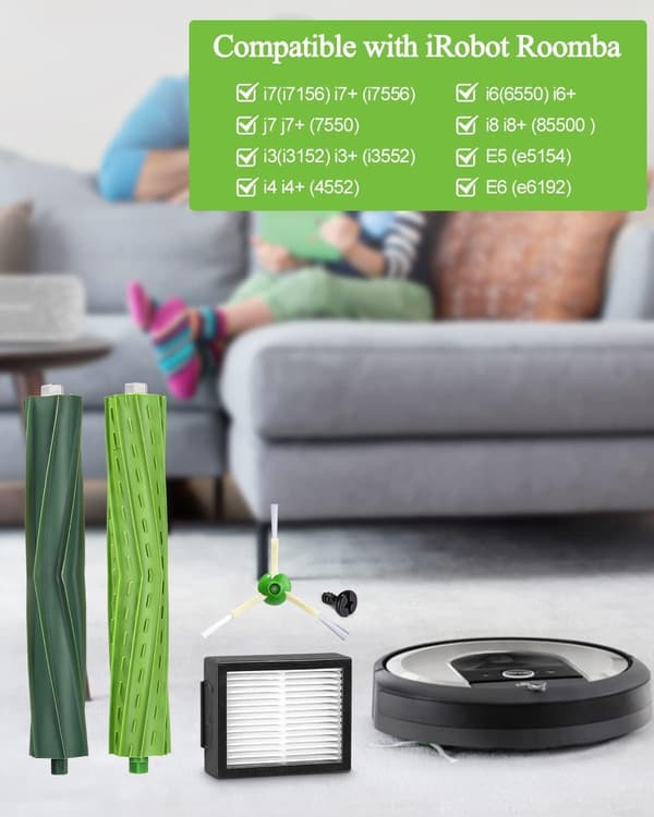 Varaosat iRobot Roomba E5 E6 i7 i7+ i3 i3+ i4 i4+ i6 i6+ j7 j7+, Roomba i/e/j -sarjan varaosasarjat, 4 kumiharjaa, 8
