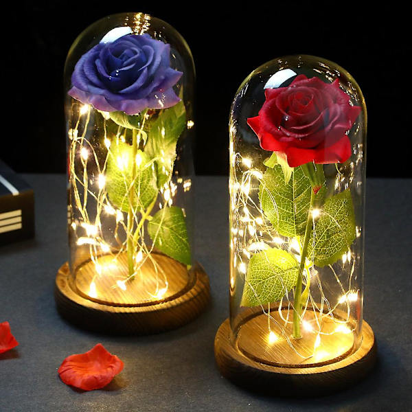 Led galaxy ros evig blomma med fairy string ljus 017