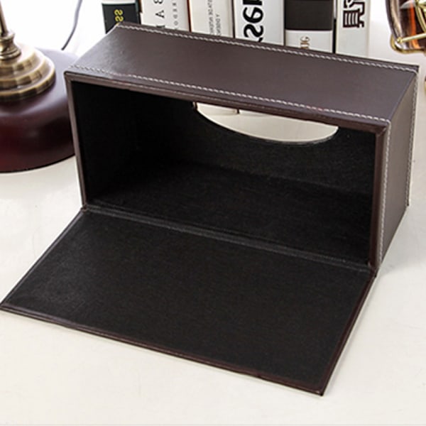 (Sort) PU Læder Kleenexboks Holder Standard Størrelse Kleenexboks Cover