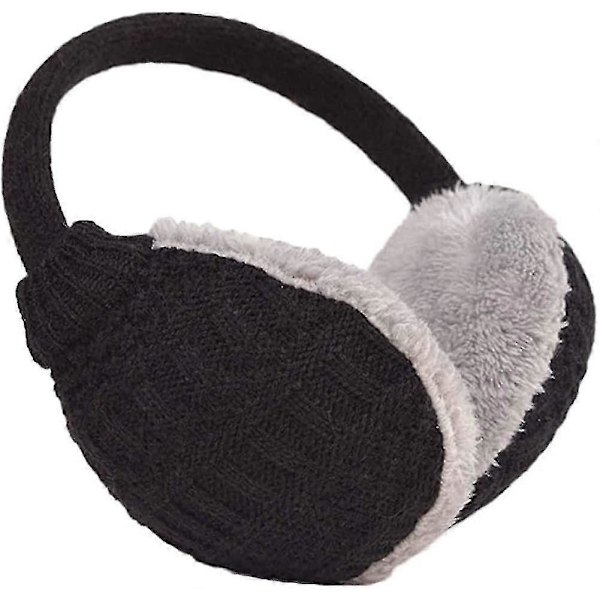 Sorte ørevarmere til kvinder, piger, mænd, skitilbehør, fluffy, foldbar fleece