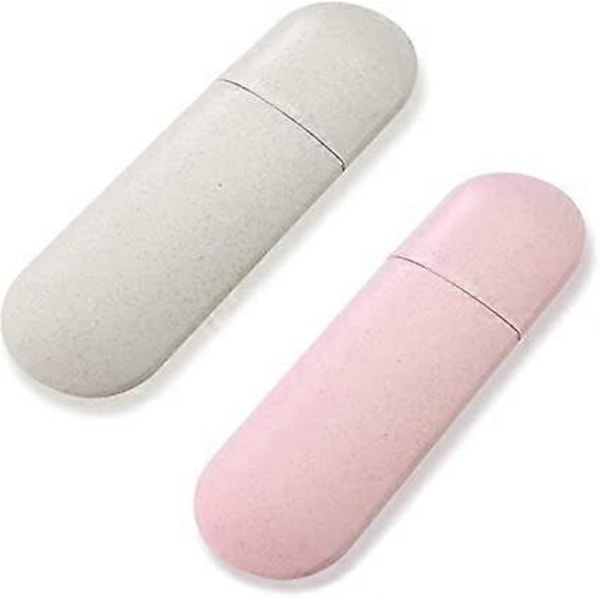 (Ruusu, Beige) 2 kpl Hammasharjakotelo, Kannettava Hammasharjakotelo, Matka Hammasharjalaatikko, Ulkoiluun, Matkoille ja