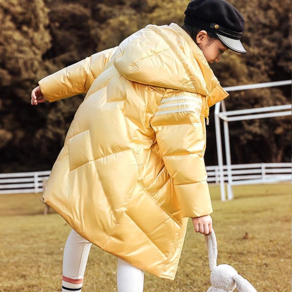 Flickor Medellång Bright Face Overcoat Snow Suit gul 120 cm