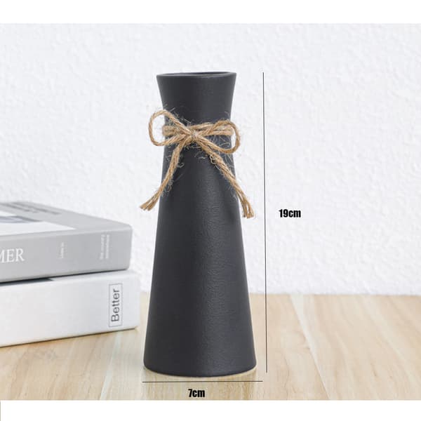 Sæt med 2 keramiske matte vaser, dekorative, sort og hvid, moderne, små vaser, 19 cm